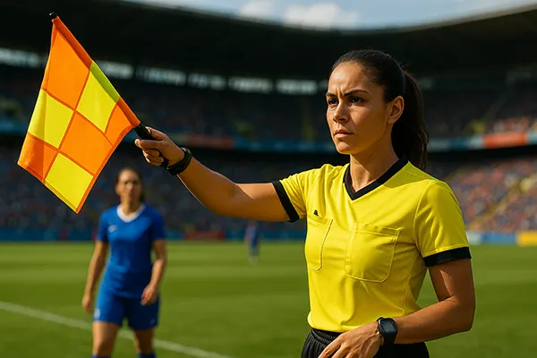 Schiedsrichterin auf Fußballfeld